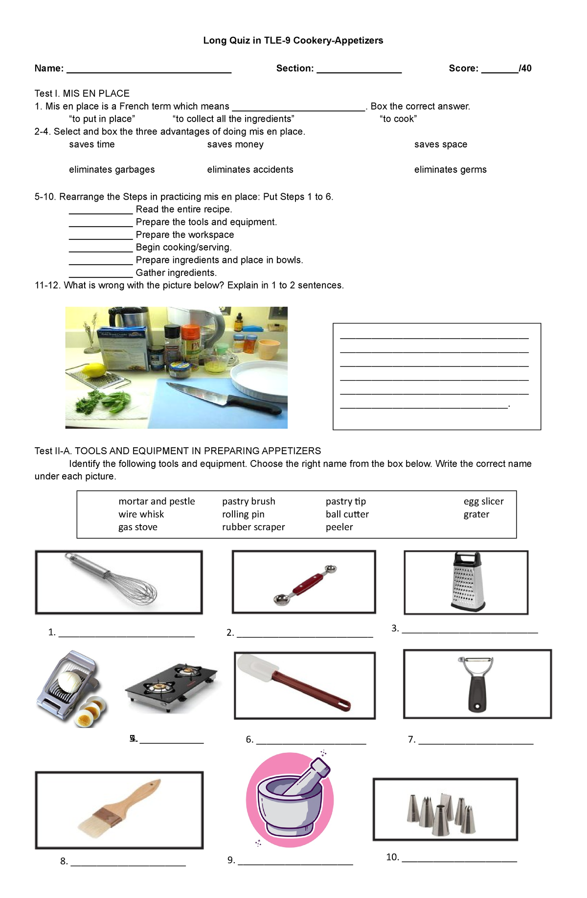 Quiz in TLE Cookery-Appetizers - Long Quiz in TLE-9 Cookery-Appetizers ...