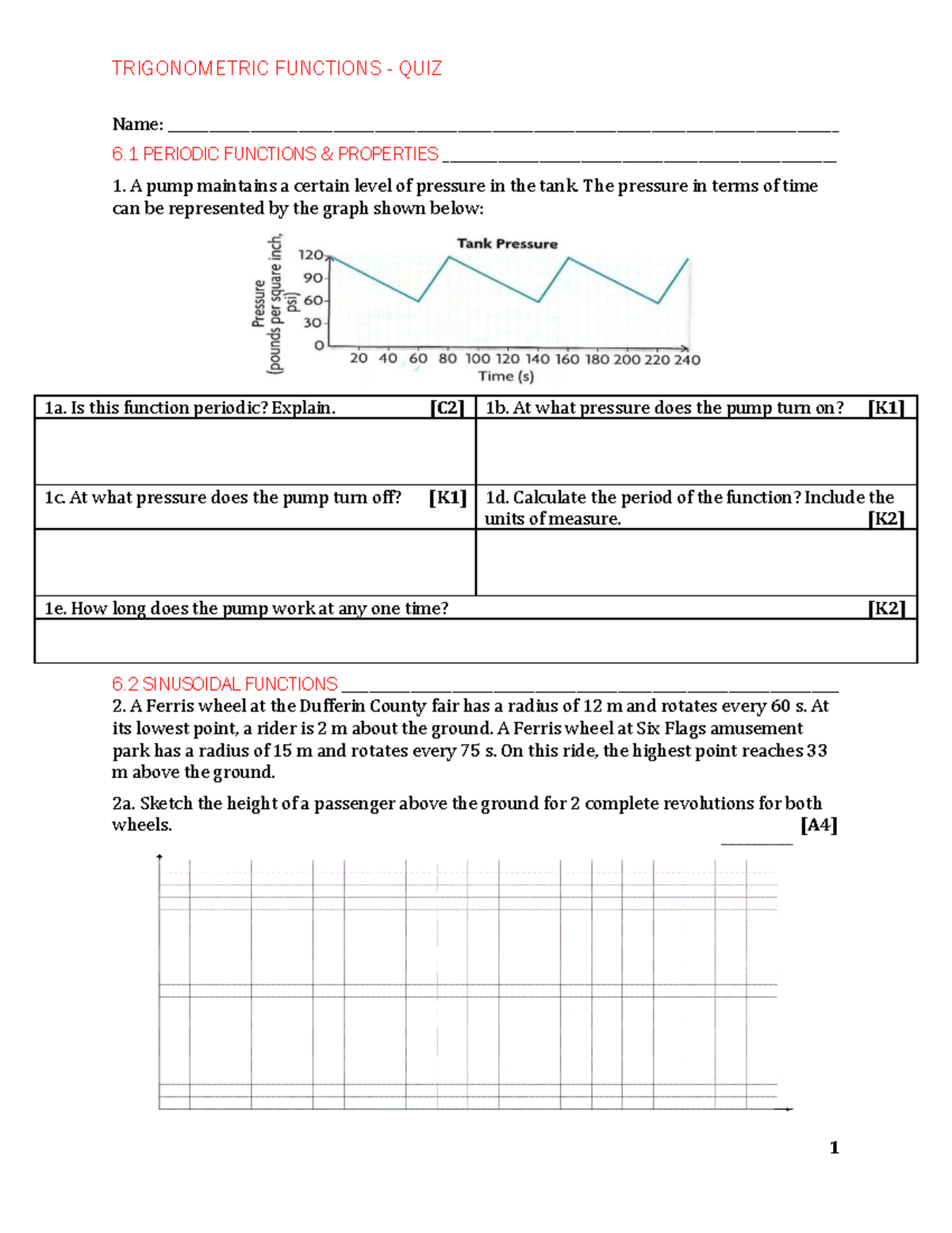 Trigonometric Functions Part I Quiz 1 [Questions] TRIGONOMETRIC