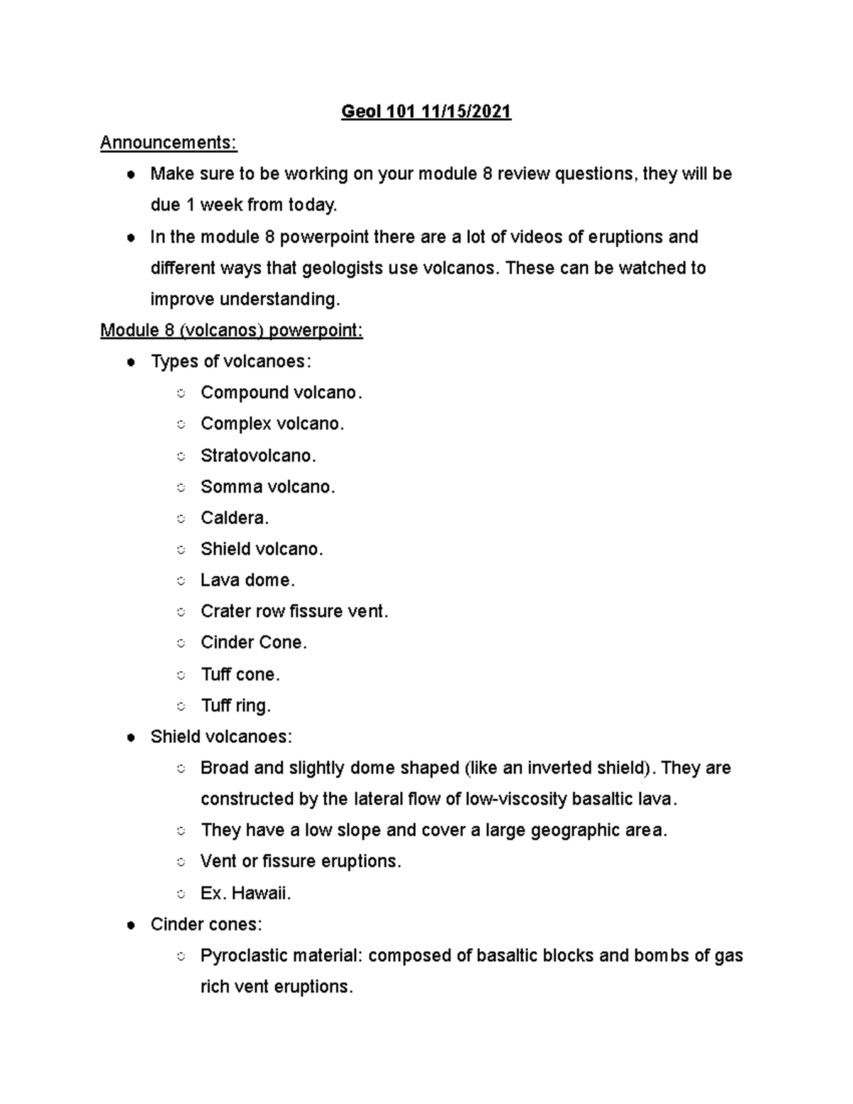 Geol 101 11 15 2021 - N/a - Geol 101 11/15/ Announcements: Make Sure To ...