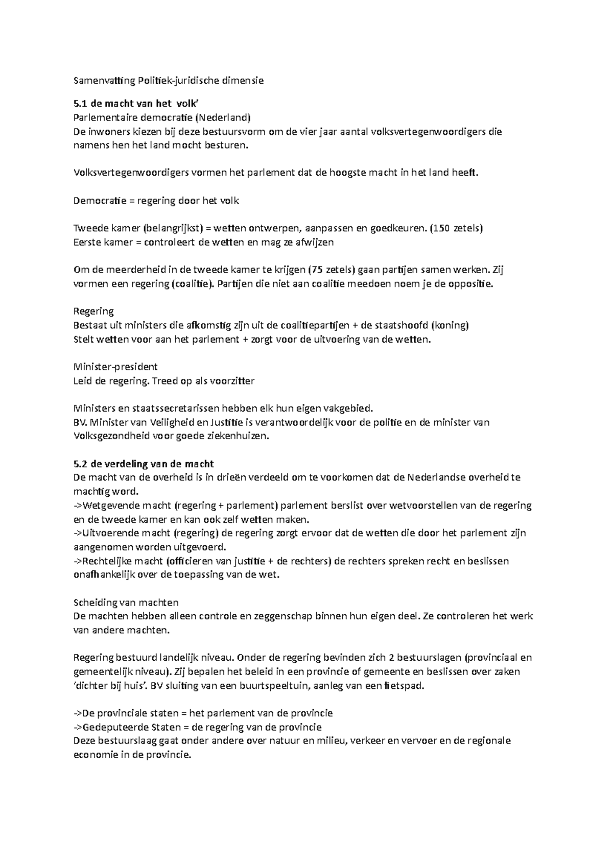 Samenvatting Politiek-juridische Dimensie - Samenvatting Dimensie 5 De ...