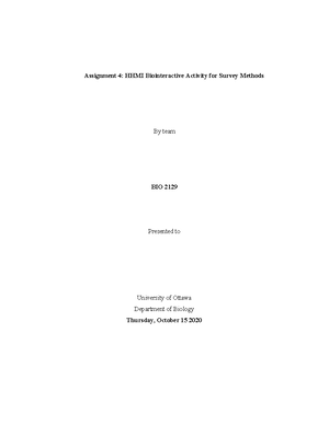 Assignment 4: HHMI Biointeractive activity for Survey Methods - (n.).  Retrieved October 8, 2020, - Studocu