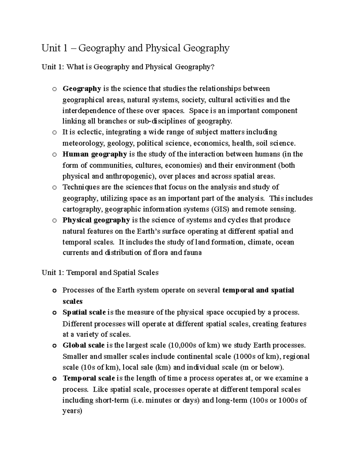 Unit 1 Geography and Physical Geography Unit 1 Geography and Physical Geography Unit 1