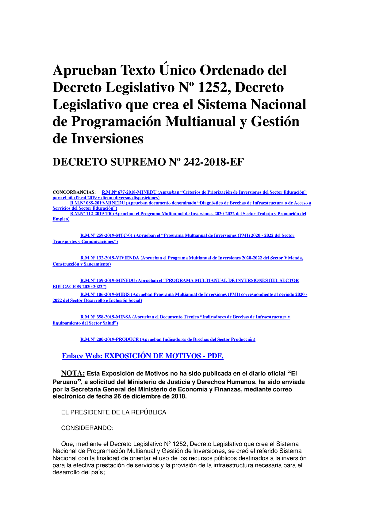 U2 S3 Texto Único Ordenado Del Decreto Legislativo Nº 1252 - Aprueban ...