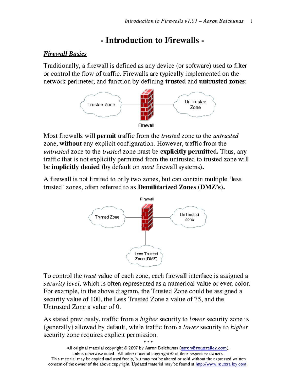 Intro firewalls - Study it - * * * All original material copyright ...