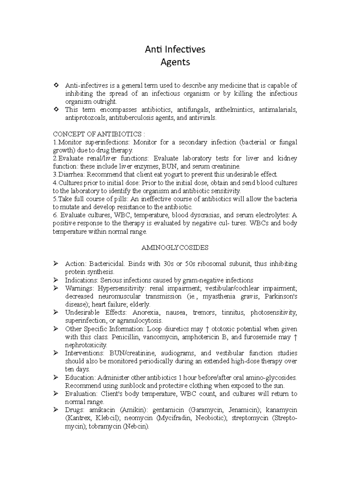 Anti Infectives PHARMA NOTES Anti Infectives Agents Antiinfectives