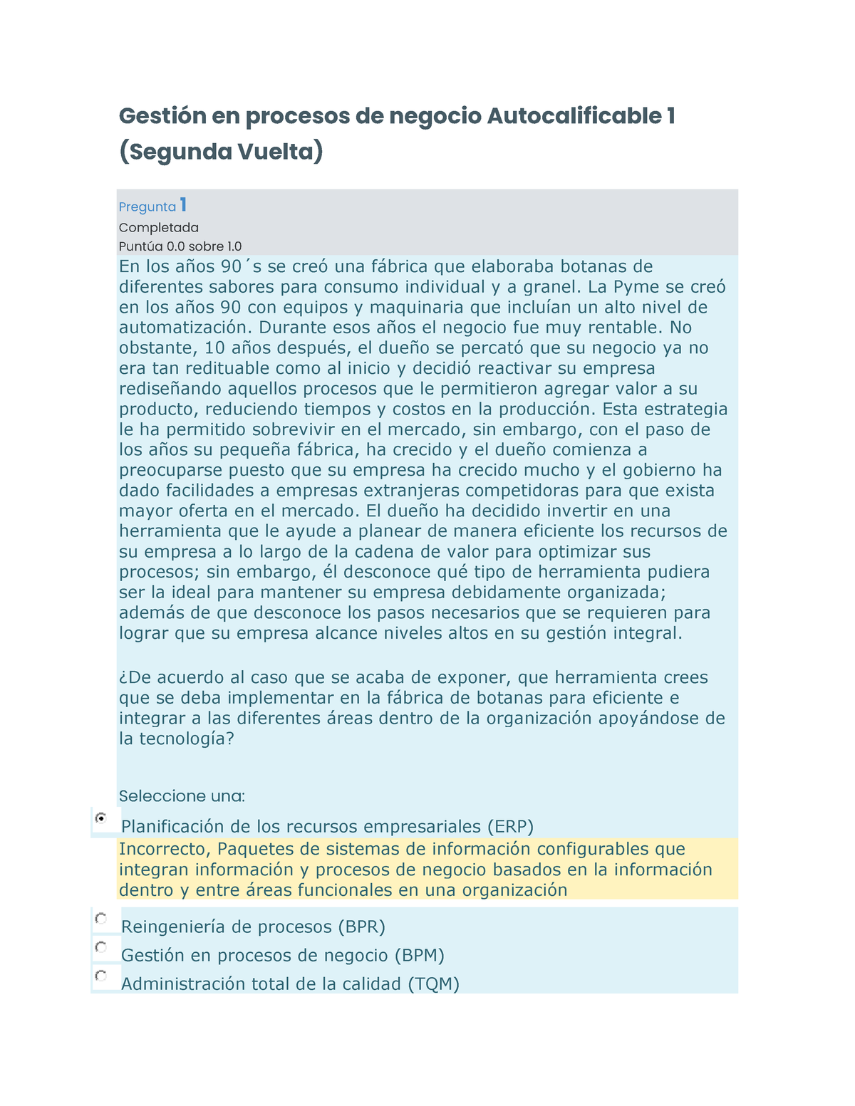 Gestión En Procesos De Negocio Autocalificable 1 - En Los Años 90 ́s Se ...