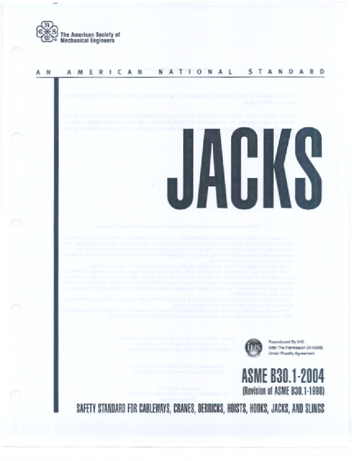ASME B30.1-2004 - Jacks - The American Society of Mechanical Engineers ...