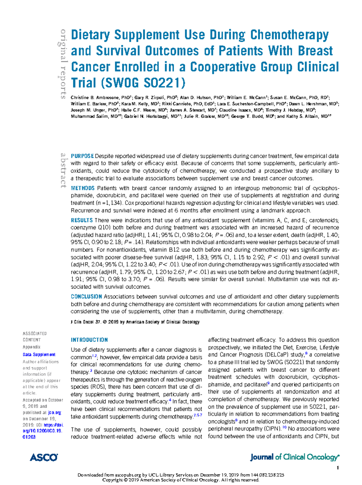 1JCO Vitaminas y QT Repaso original reports Dietary Supplement Use