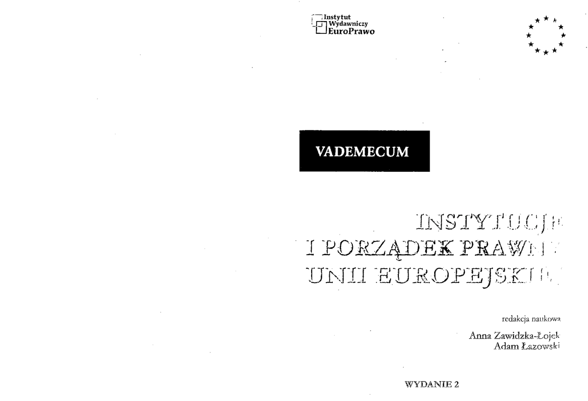 Zawidzka Łojek A Łazowski A Instytucje I Porządek Prawny Unii ...