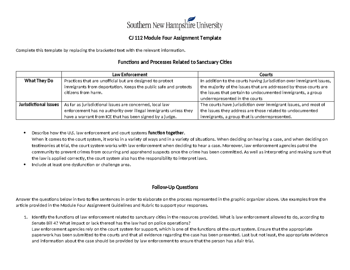 CJ 112 Module Four Assignment Template - CJ 112 Module Four Assignment ...