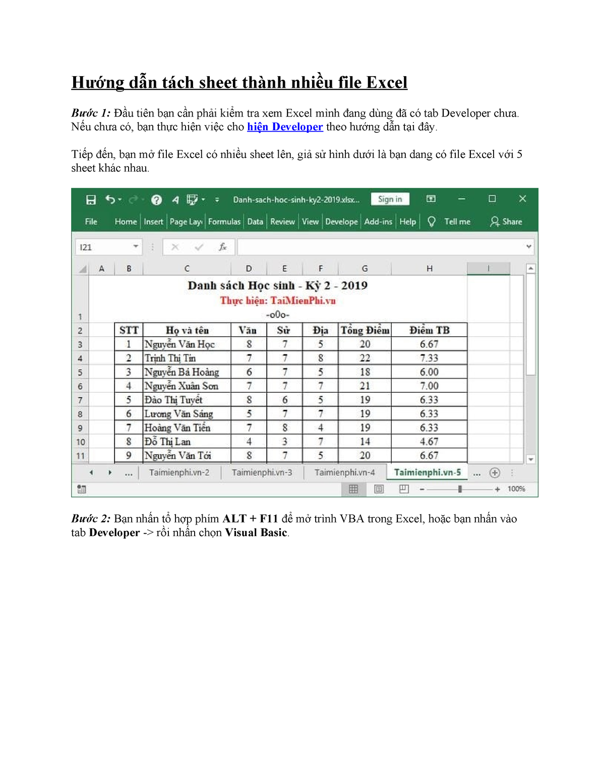 Hướng Dẫn Tách Sheet Thành Nhiều File Excel Hướng Dẫn Tách Sheet Thành Nhiều File Excel Bước 1 3354