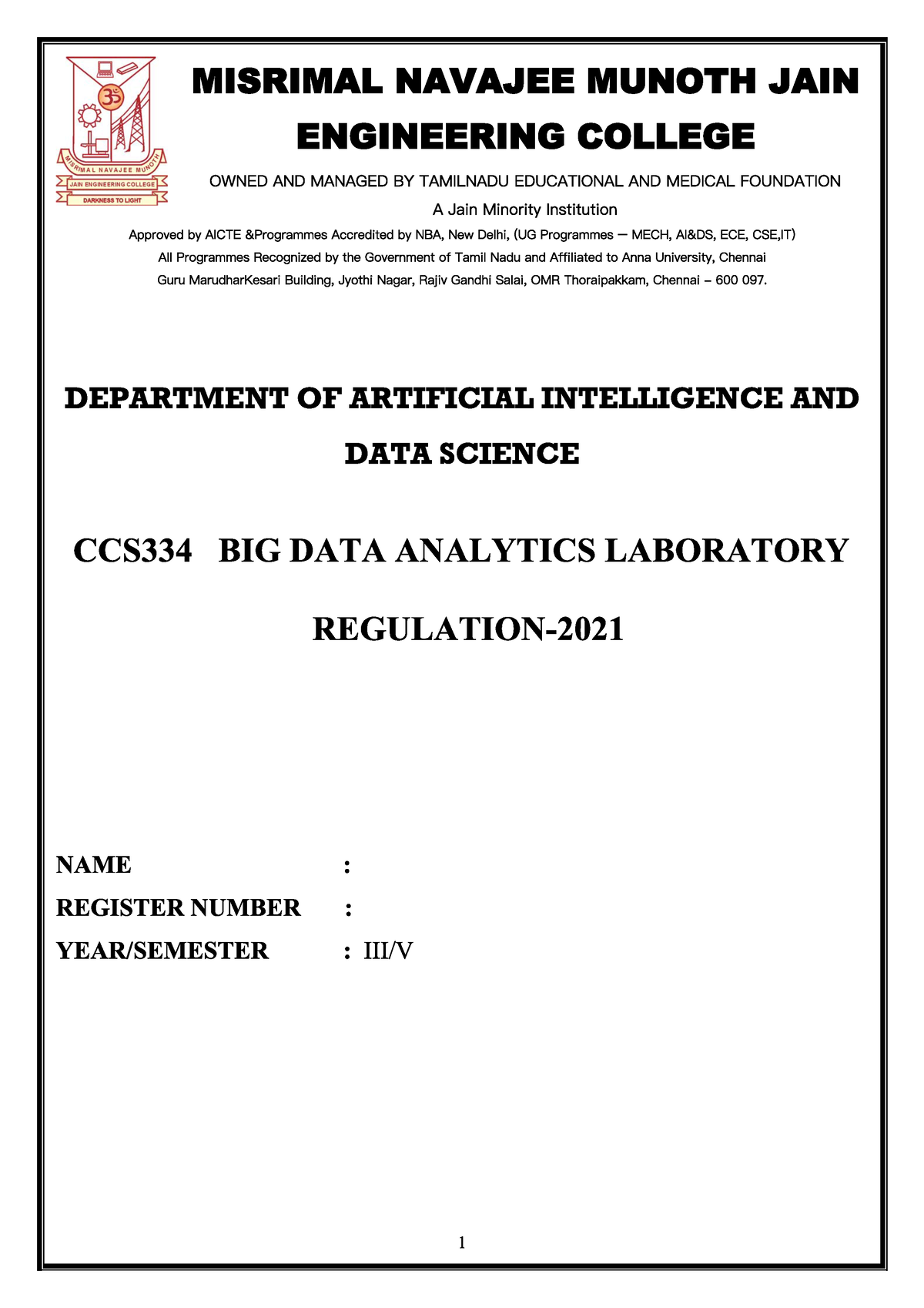 CCS334 BDA Lab Manual - Big Data Analytics - Studocu