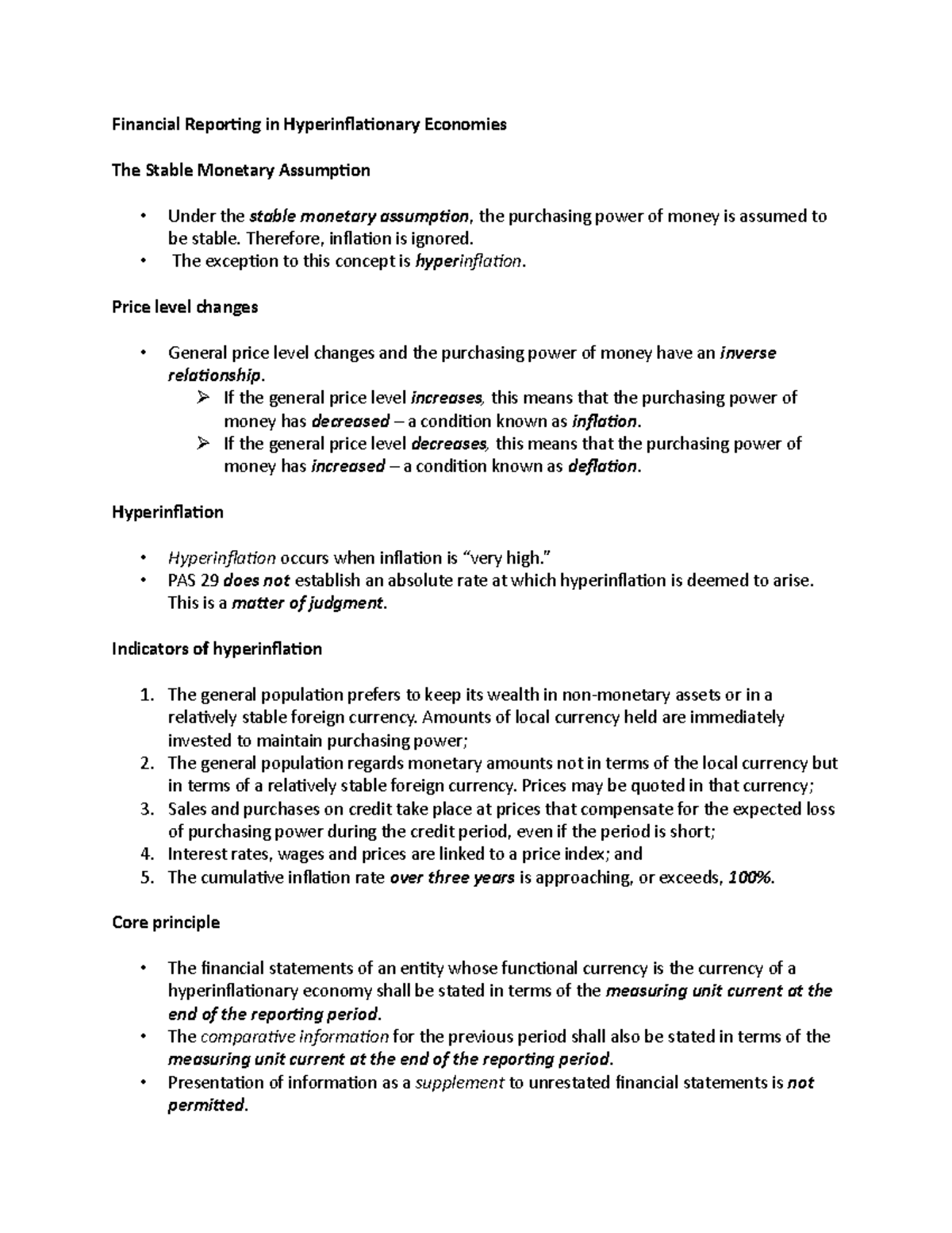 Financial Reporting in Hyperinflationary Economies - Therefore ...