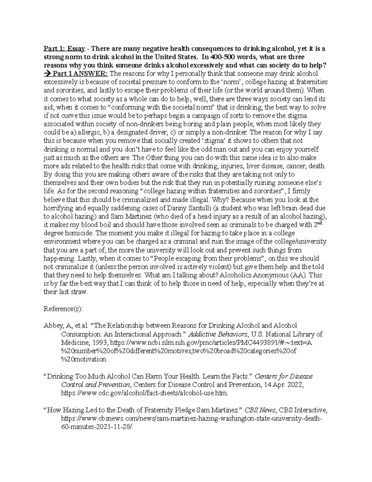 U4 AS1 Essay Alcohol maintenance rate Part 1 Essay There are many