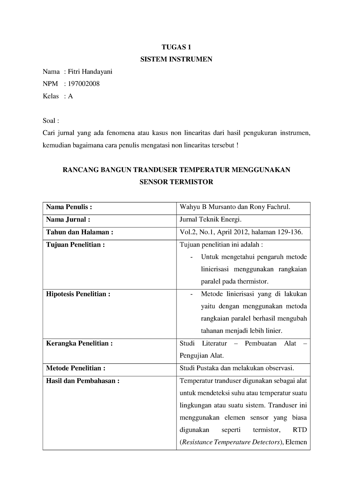 Tugas 1 197002008 Fitri Handayani Sistem Instrumen - TUGAS 1 SISTEM ...