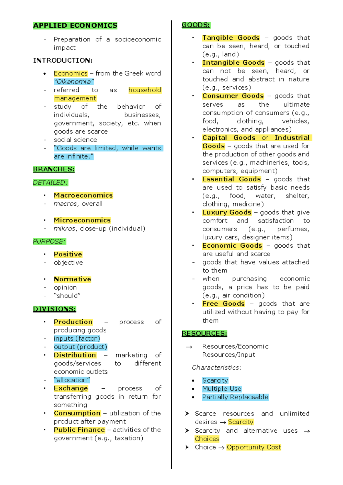 Applied Economics - BASIC ECONOMIC PROBLEMS - APPLIED ECONOMICS ...