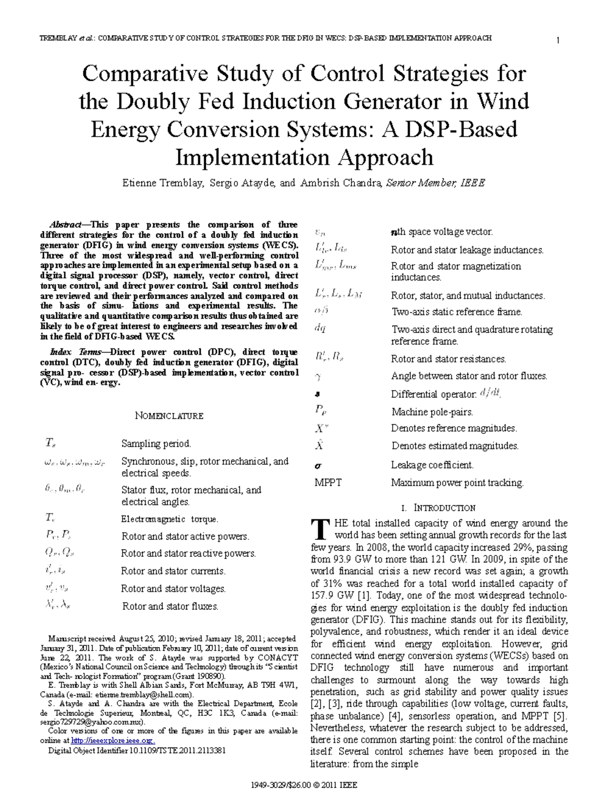 Comparative study of control strategies for doubly fed induction ...