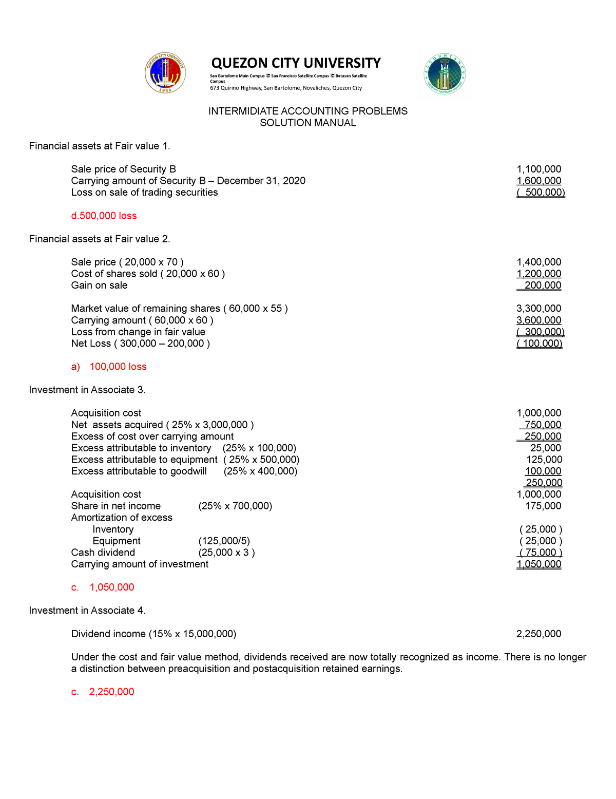 Intermediate Accounting Practice Set 5 Solutions - INTERMIDIATE ...