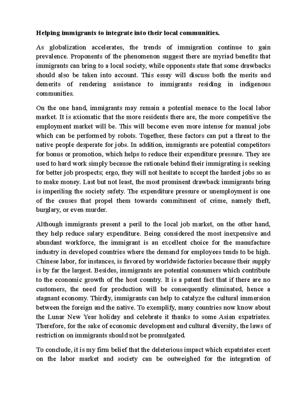 Fixed Helping Immigrants To Integrate Into Their Local Communities