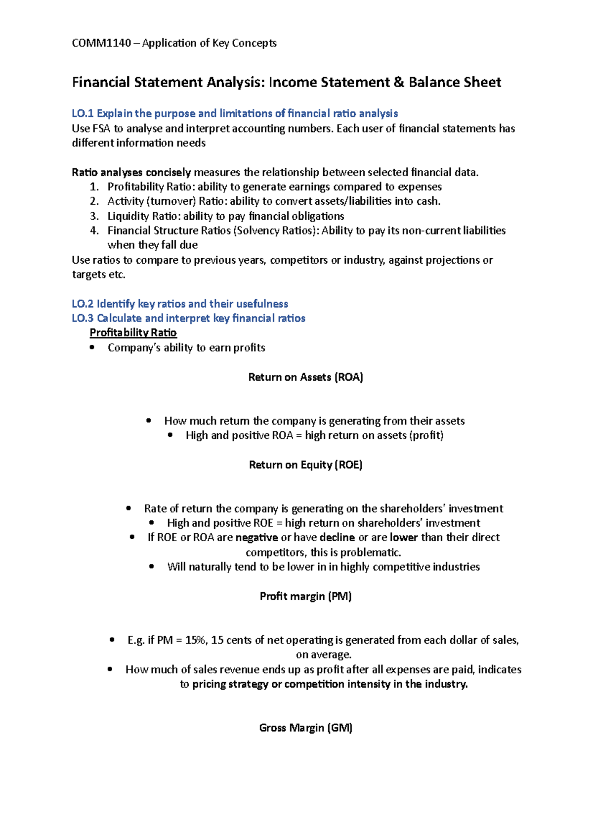 Application of Key Concepts - Financial Statement Analysis: Income ...