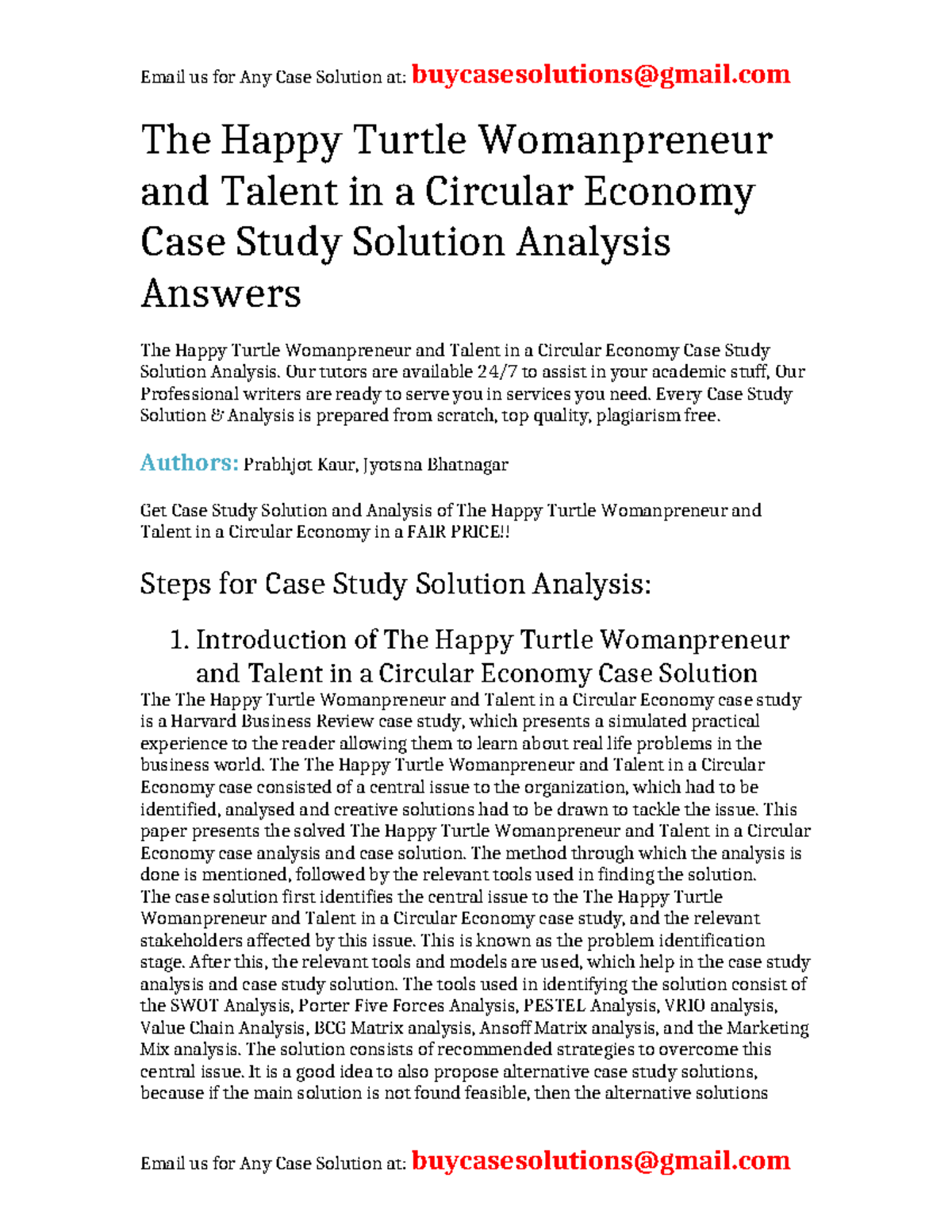 Case Solution The Happy Turtle Womanpreneur and Talent in a Circular ...