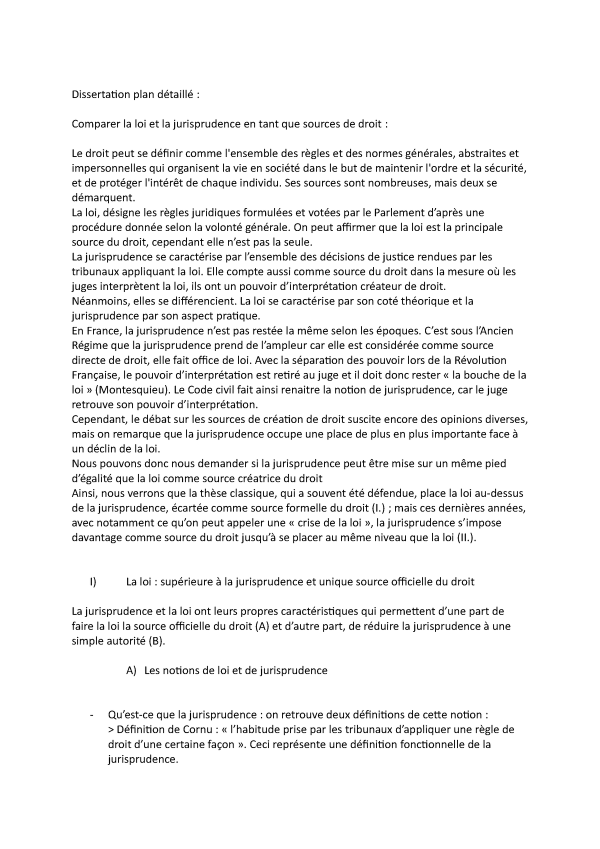 la jurisprudence dissertation juridique