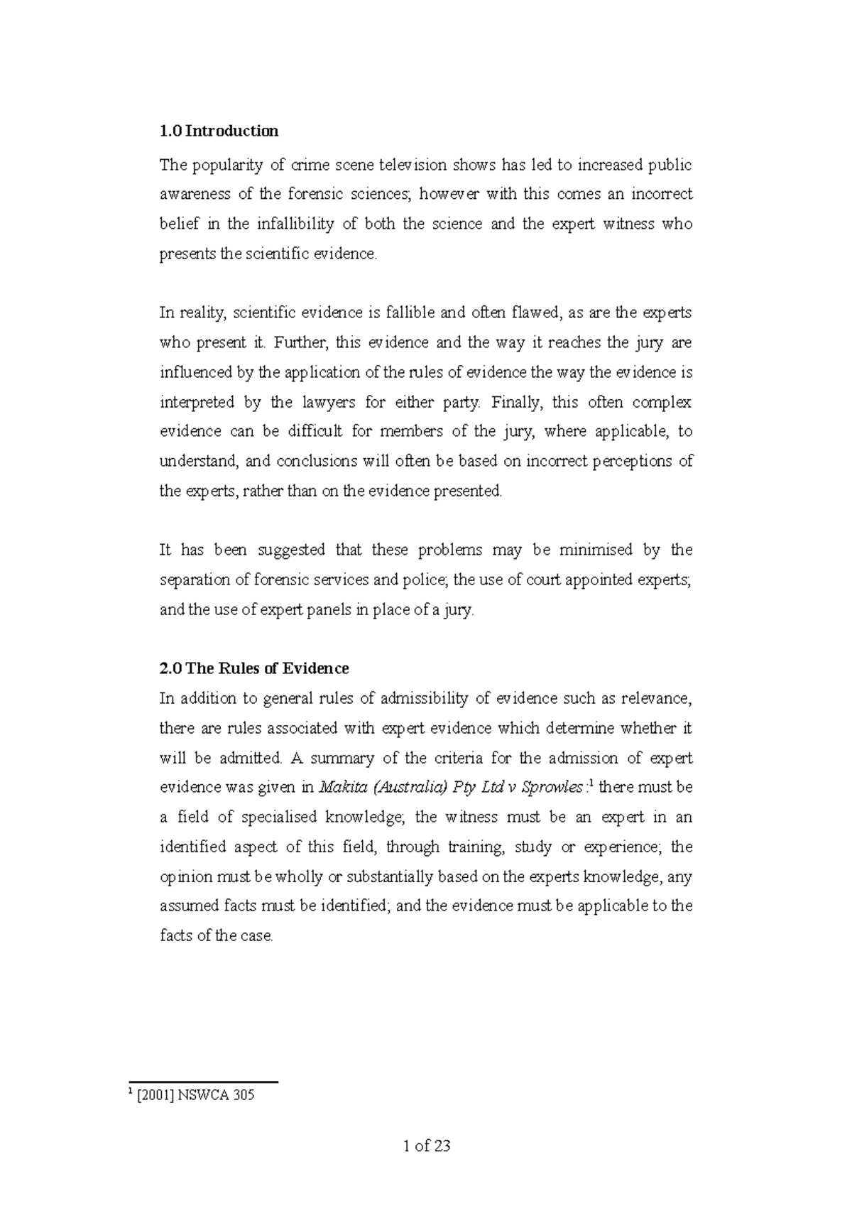 Expert Evidence Paper - LLB352 - Murdoch - Studocu