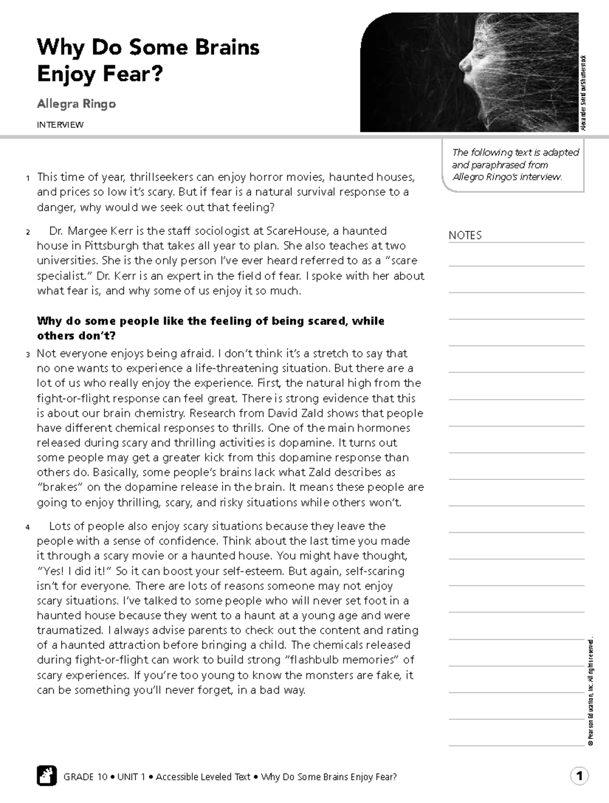 Why Do Some Brains Enjoy Fear NOTES Alexander Sviridov/Shutterstock The following text is
