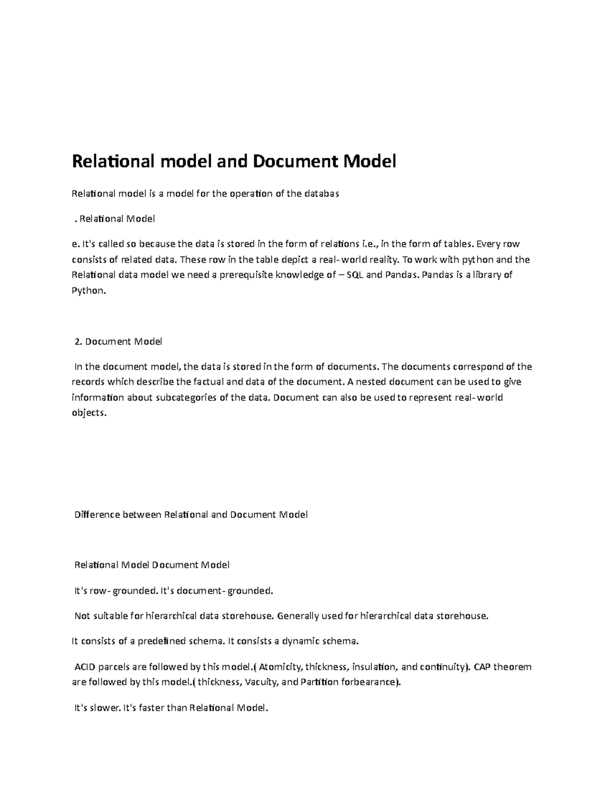 Relational model and Document Model - Relational model and Document ...