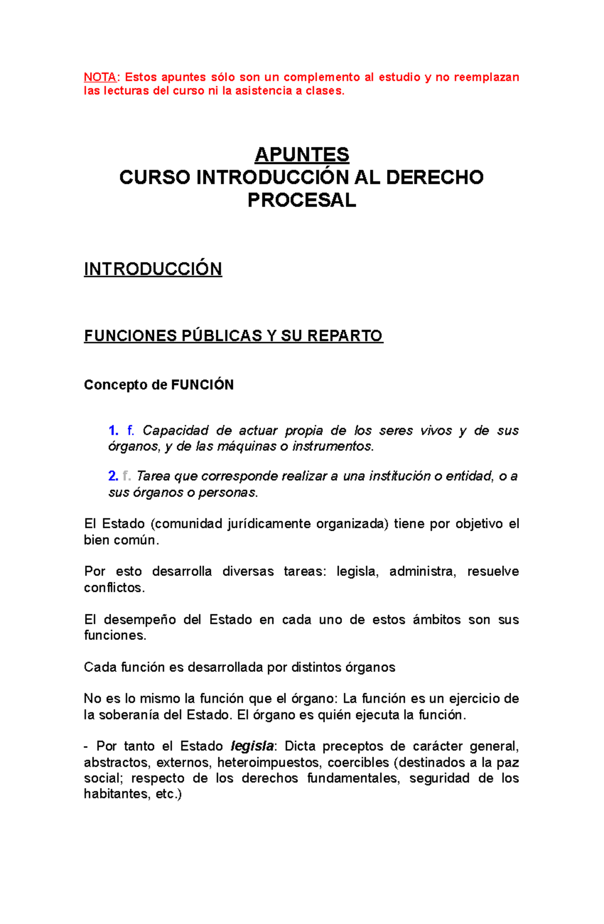 Apuntes Introducción Al Derecho Procesal (subidos Por Armendariz ...