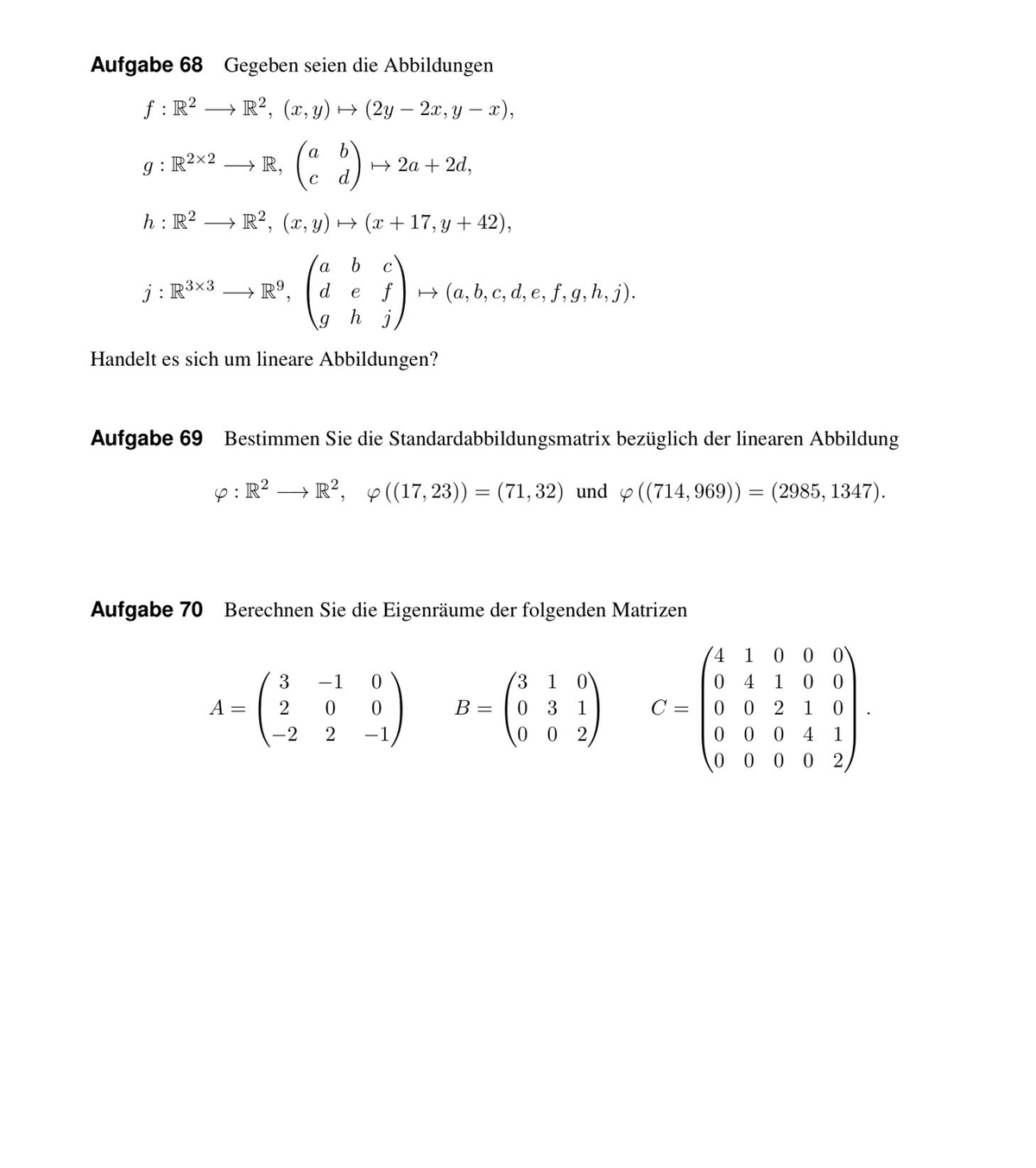 Matrizen, Abbildungen - Aufgabelt / 1- A. Ytb/ = Lytle B- Za , Ytb × A ...