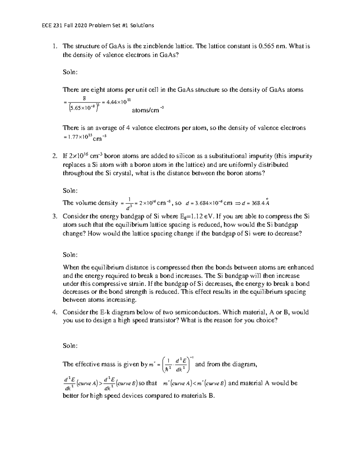 problem set 1 solution - 1. The structure of GaAs is the zincblende ...