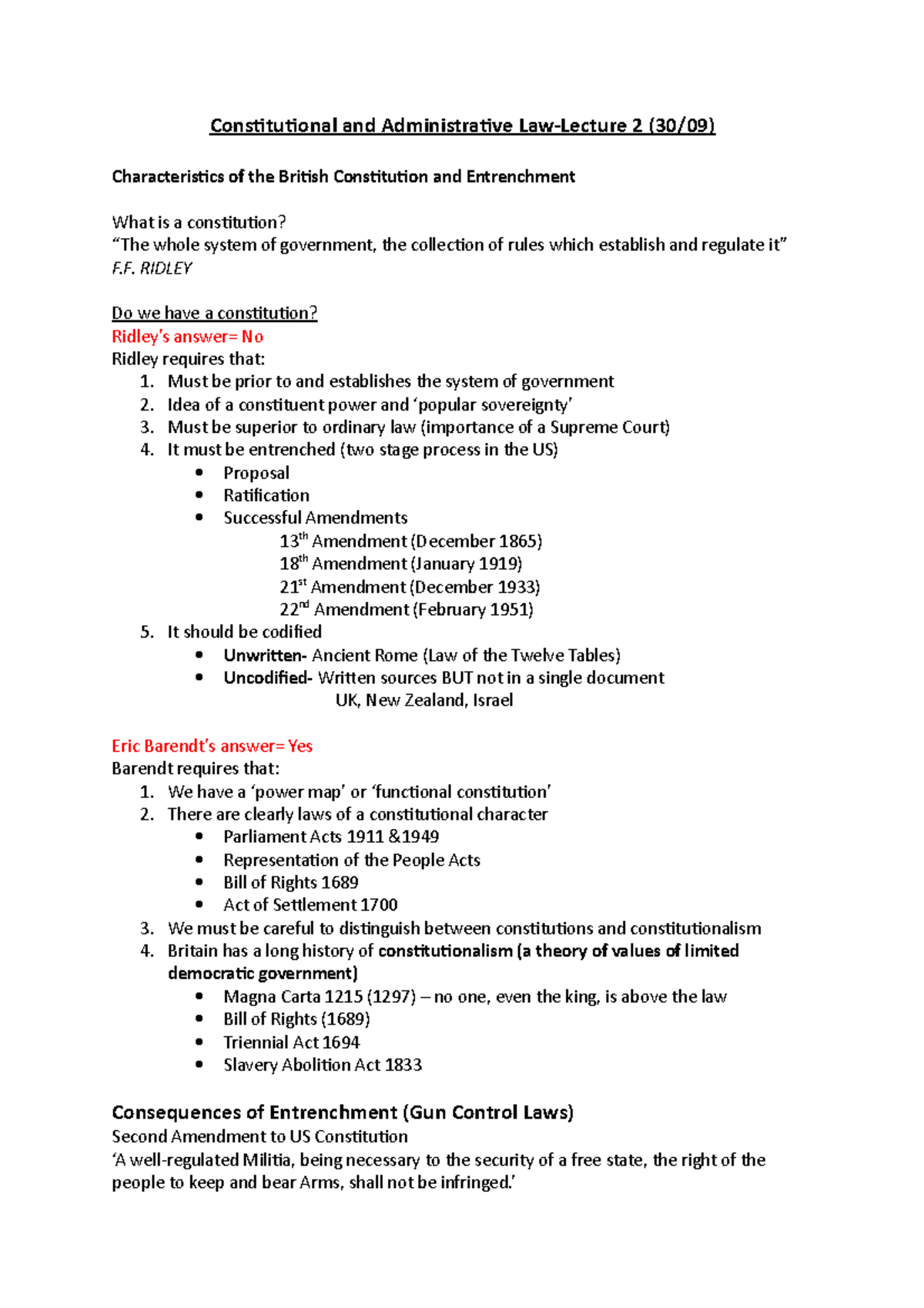 Lecture 2 CA Law 30 - Constitutional and Administrative Law-Lecture 2 ...