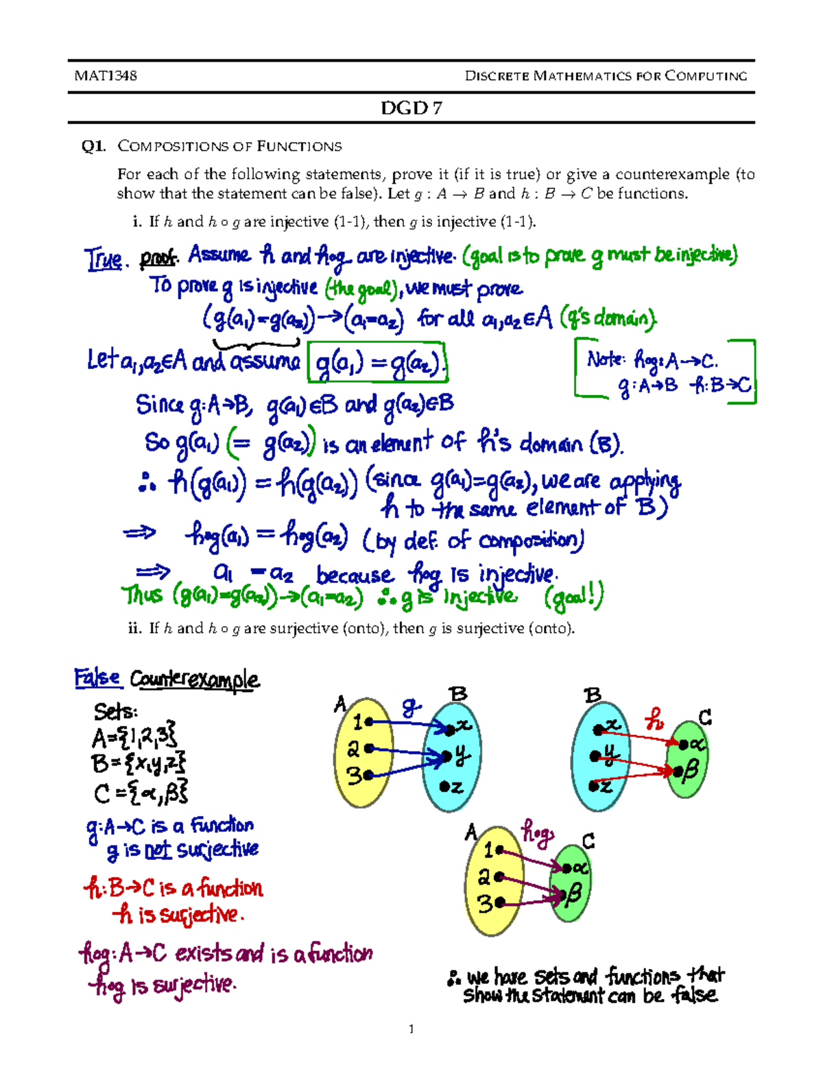 DGD 7 Solutions - MAT1348 DISCRETE MATHEMATICS FOR COMPUTING DGD 7 Q1 ...