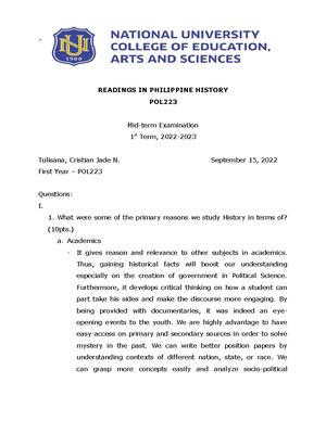 Critique Paper Heneral Luna Tulisana - Tulisana, Cristian Jade N ...