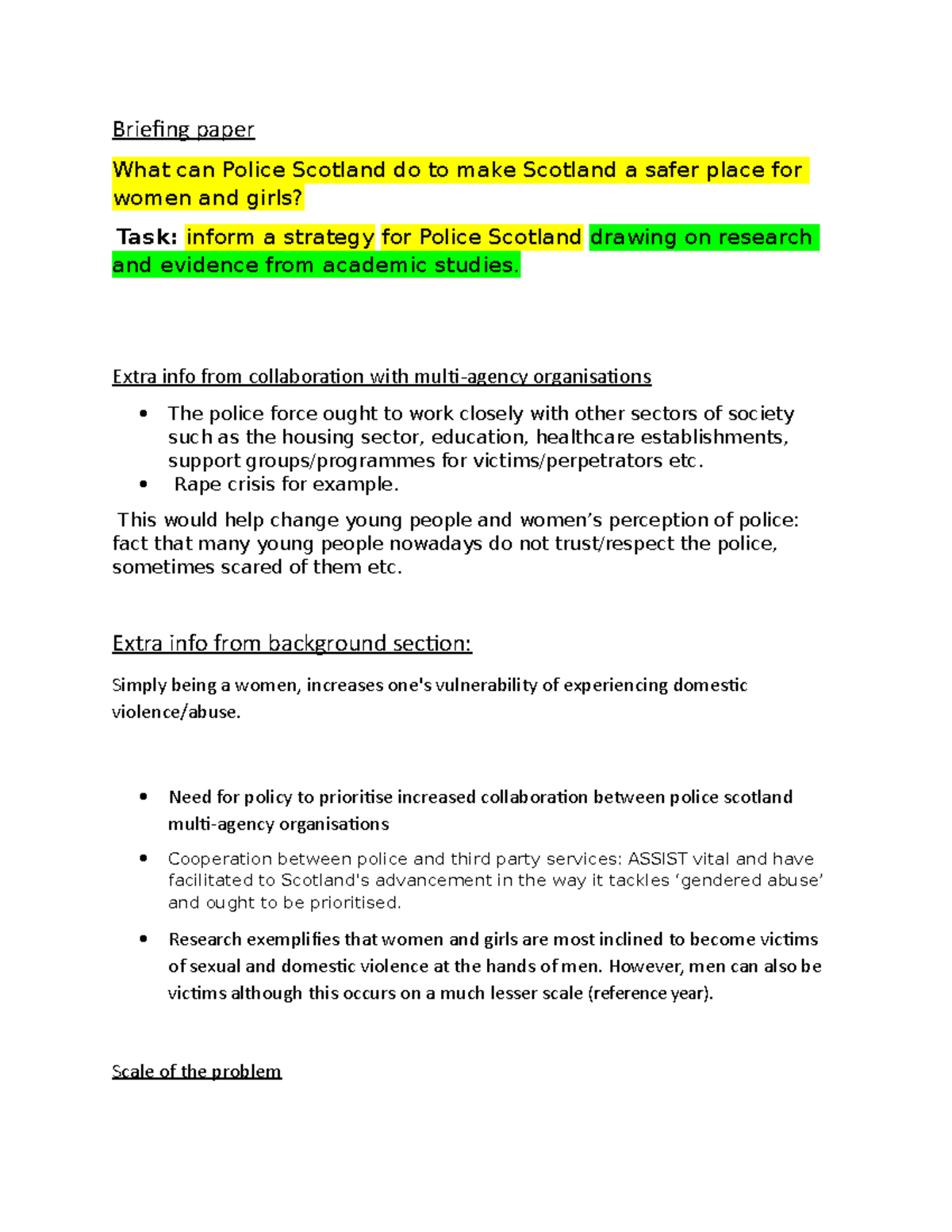 Briefing paper readings Briefing paper What can Police Scotland do to