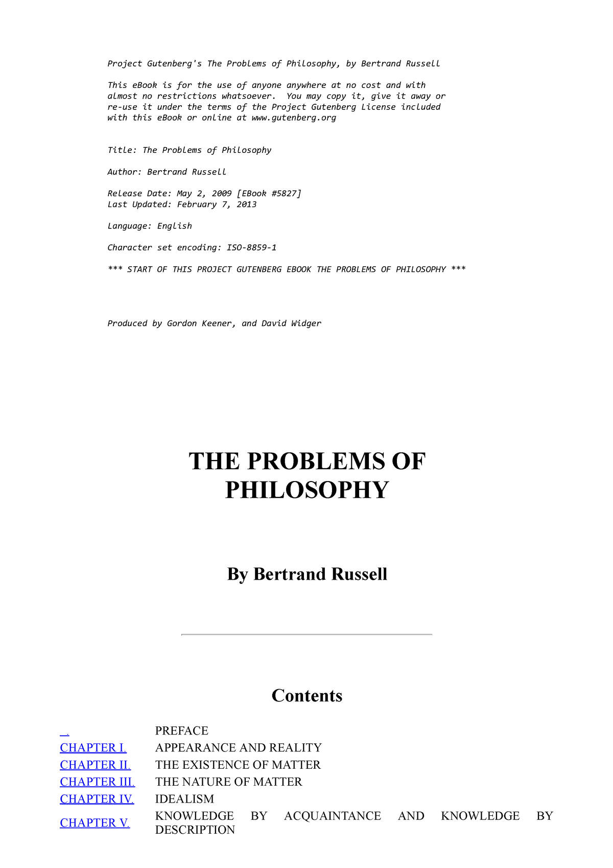 The Problems Of Philosophy, By Bertrand Russell - You May Copy It, Give ...