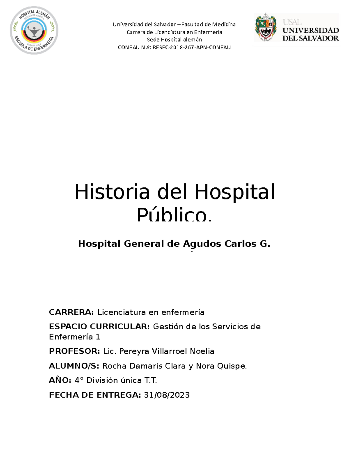 Hospital Durand historia Universidad del Salvador Facultad de
