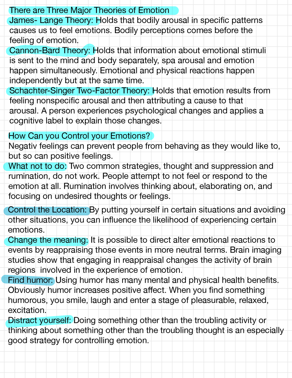 Psychology 202 Notes 9 - There are Three Major Theories of Emotion ...