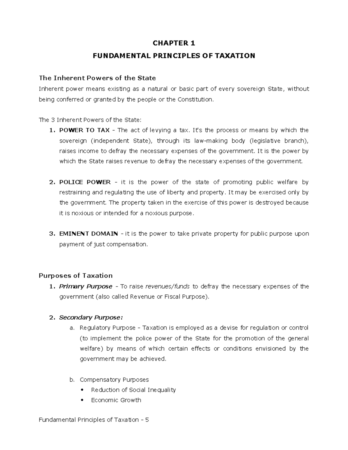 Fundamental Principles Of Taxation Copy - CHAPTER 1 FUNDAMENTAL ...