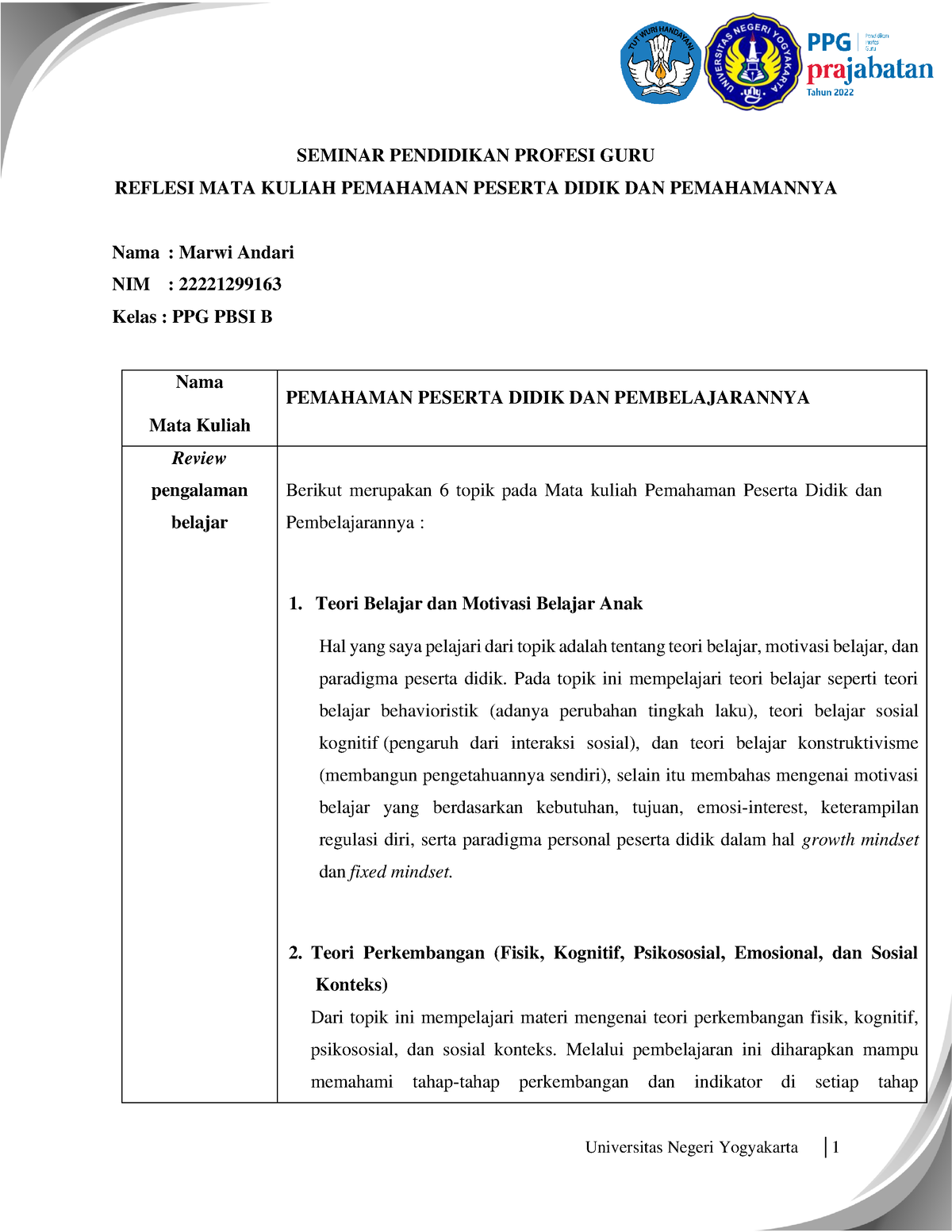 Seminar - Refleksi PPDP - SEMINAR PENDIDIKAN PROFESI GURU REFLESI MATA ...