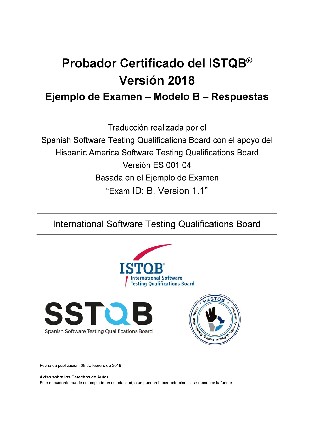 CTFL-2018-ES- Ejemplo DE Examen- Respuestas- Modelo B-V001 - Probador ...