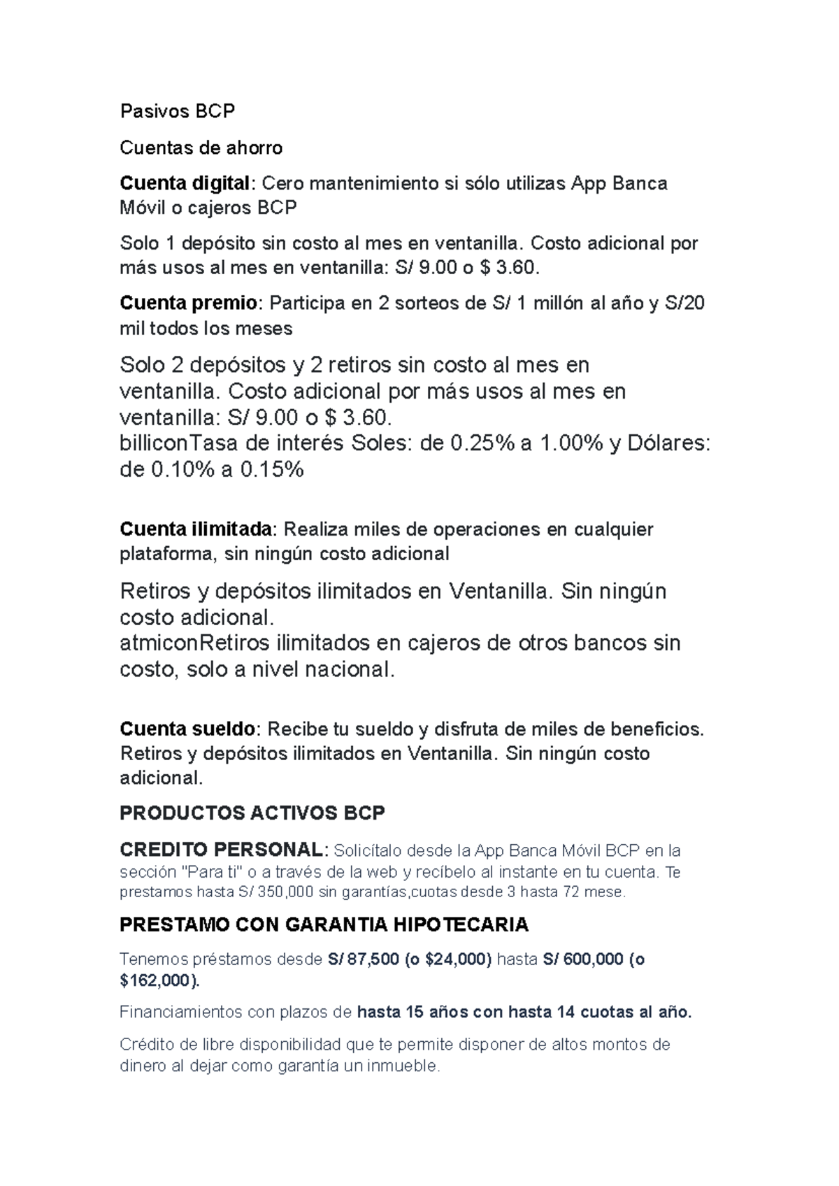 Pasivos BCP - Les recomiendo - Pasivos BCP Cuentas de ahorro Cuenta ...