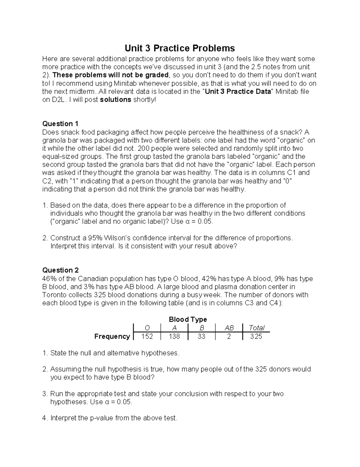 Unit 3 Practice Problems - Unit 3 Practice Problems Here Are Several ...