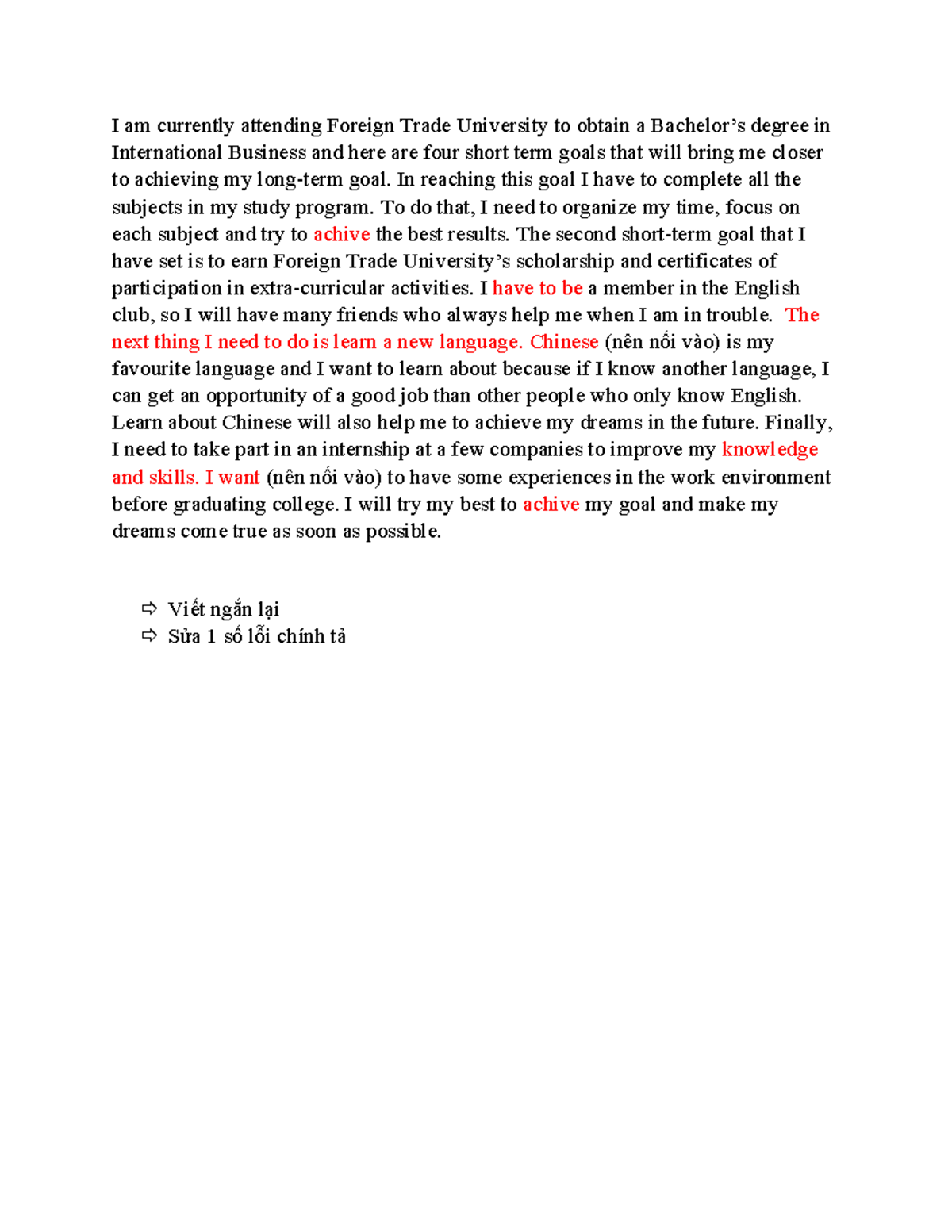 English Draft for Student - I am currently attending Foreign Trade ...
