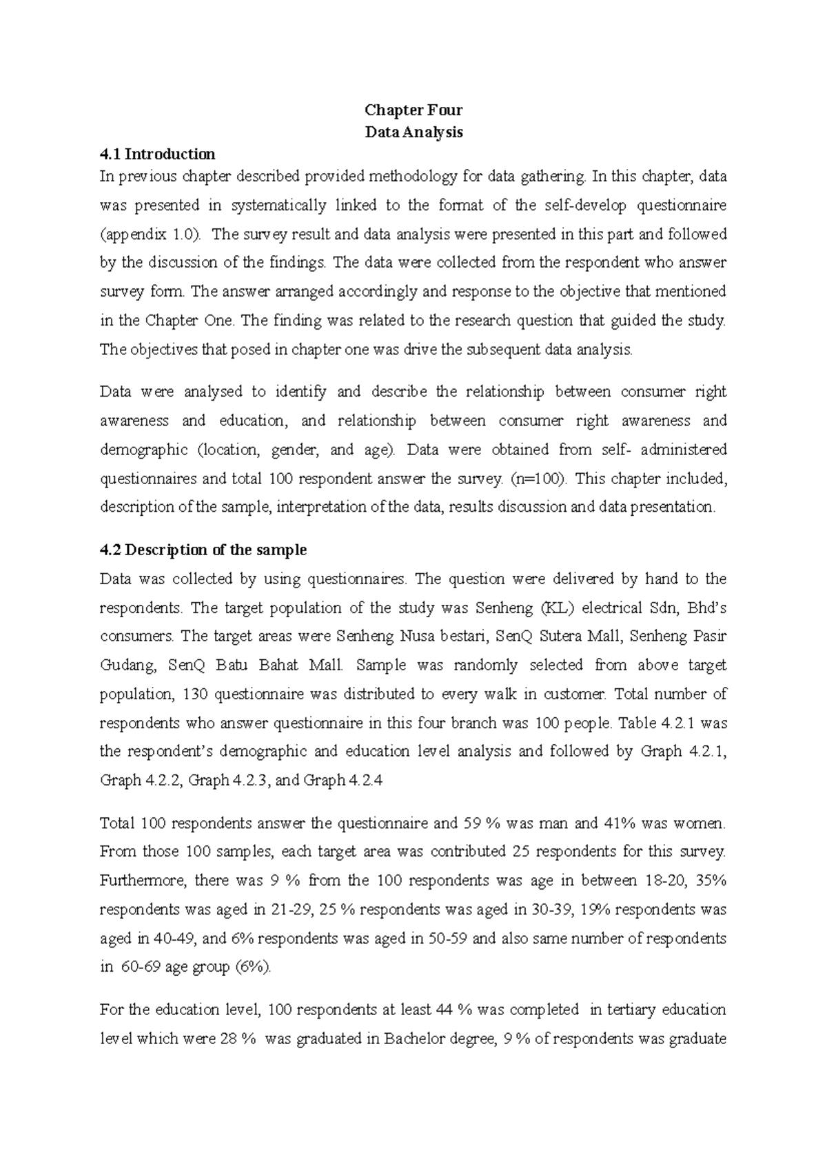 Chapter Four - Research - Chapter Four Data Analysis 4 Introduction In ...