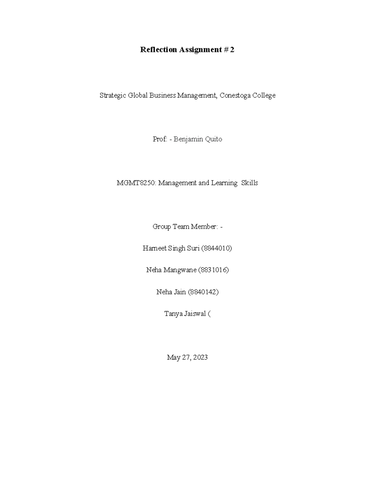 Case study today Reflection Assignment 2 Strategic Global Business