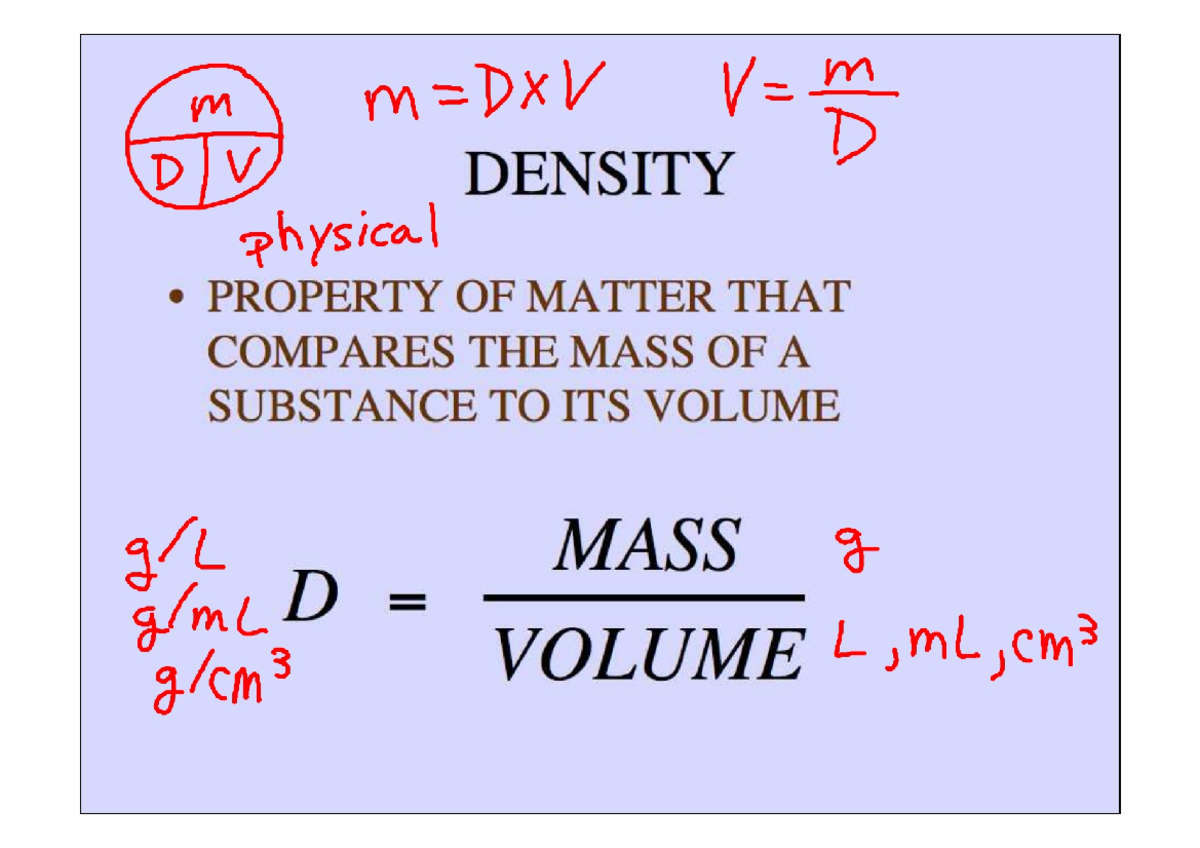 9 10 Density Notes CHM 101 Studocu