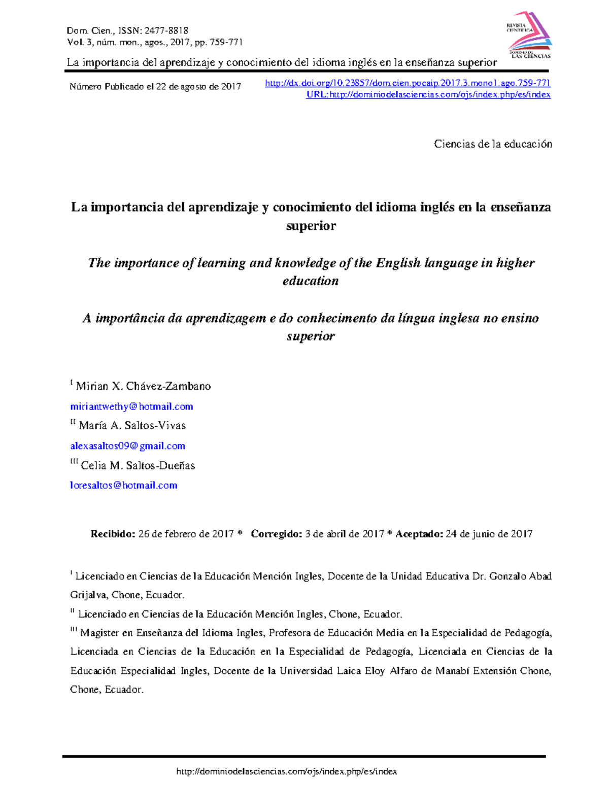 La Importancia Del Aprendizaje Y Conocimiento Del Idioma - Número ...
