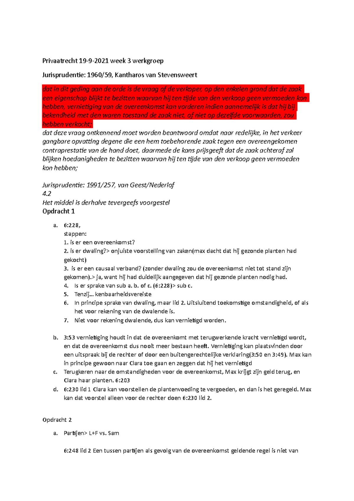 Privaatrecht Week 3 Werkgroep 2021 1e Jaar - Privaatrecht 19-9-2021 ...